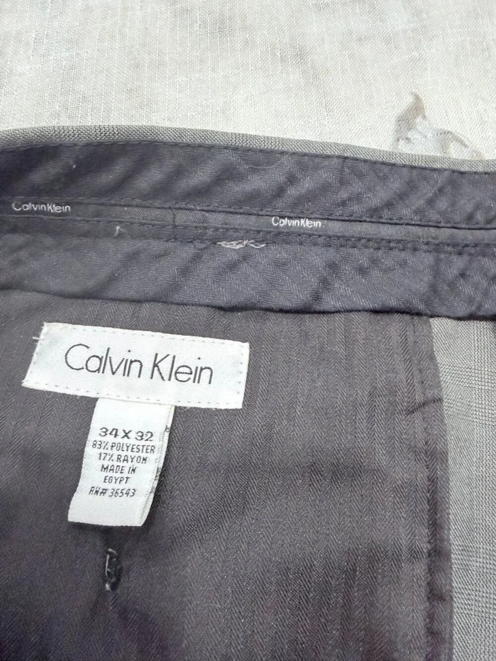 Calvin Klein Men’s Gray Plaid Dress Pants 34x32 Career Office Trouser Slacks